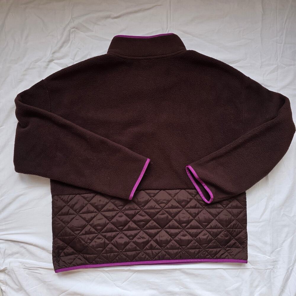 Peloton 'New Heights' Dark Brown Sherpa Quilted Pullover Jacket Womens L - Picture 2 of 5